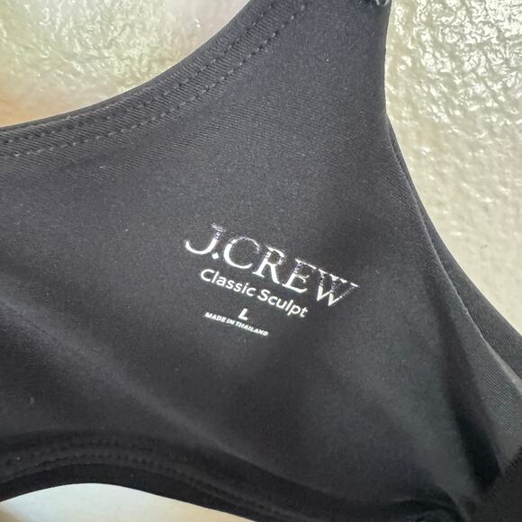 J.Crew Classic Sculpt Lana Bikini Top SZ L Black V-Neck Adjustable Removable Pad - Picture 5 of 9